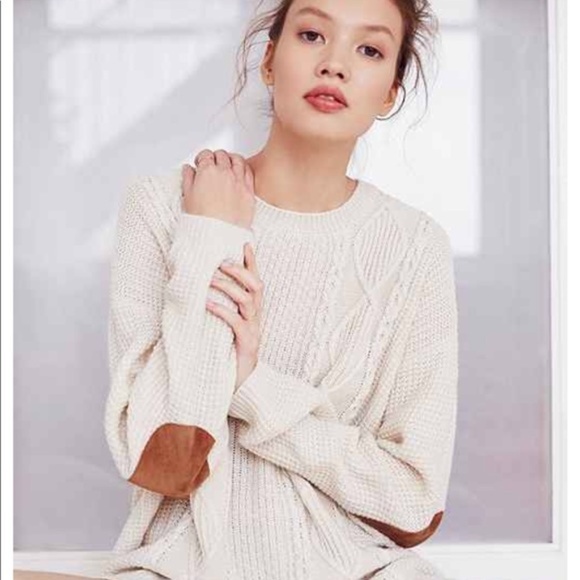 Urban Outfitters Sweaters - UO Cable Knit Sweater with Brown Elbow Pads
